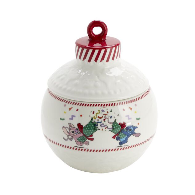 Bonbonnière boule de Noël Disney Stitch céramique blanc et rouge Ø15,5xH19cm
