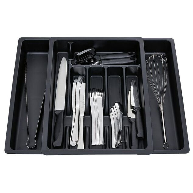 Range couverts extensible plastique noir