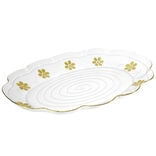 Plateau de service transparent et fleur jaune doré Ø32xH3cm