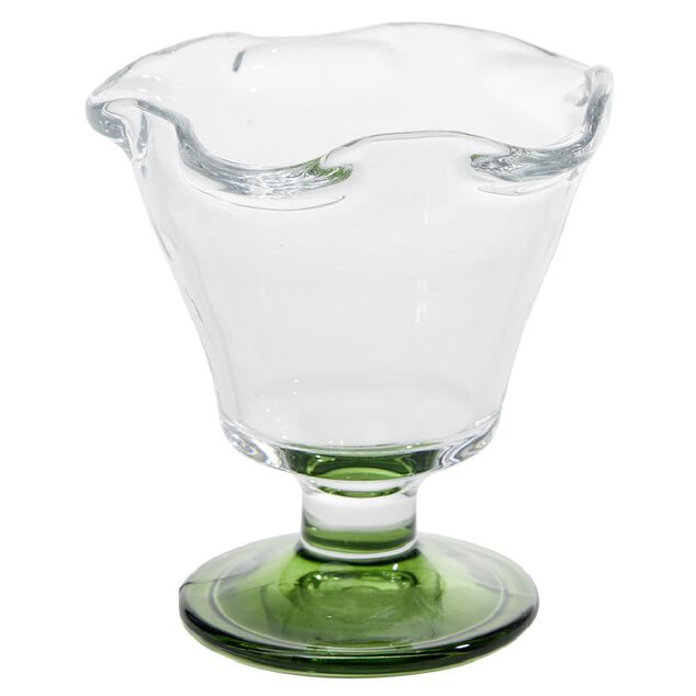 Coupelle &agrave; glace en verre avec pied color&eacute; &Oslash;10,6xH11,7cm