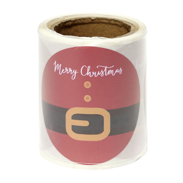 &Eacute;tiquette pour paquet cadeau ronde ceinture P&egrave;re No&euml;l 50 pi&egrave;ces
