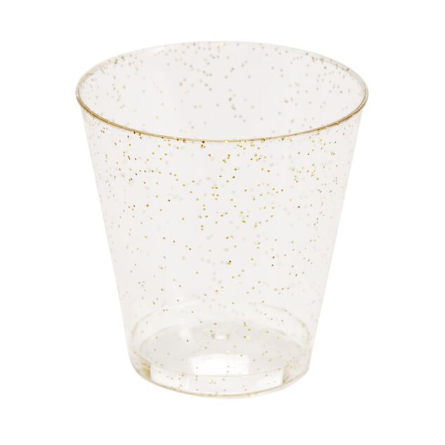 Verrine plastique réutilisable x10 carrée dorée pailletée 3x3xH5cm