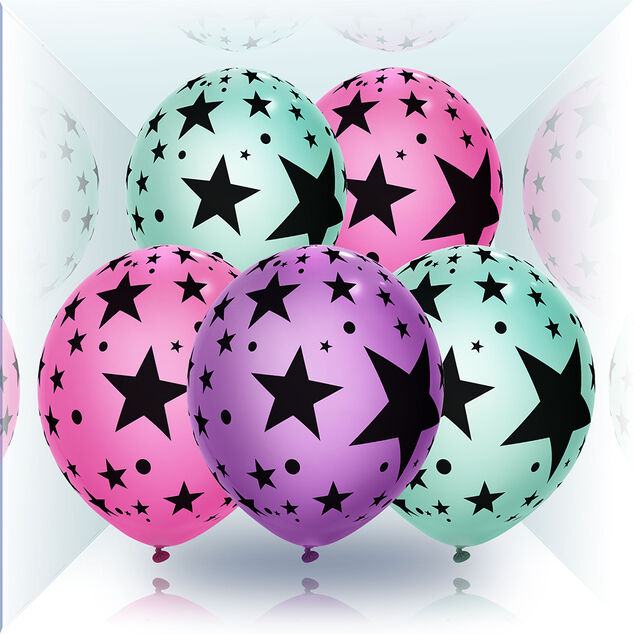 Ballon lumineux LED Illooms motifs &eacute;toiles x5