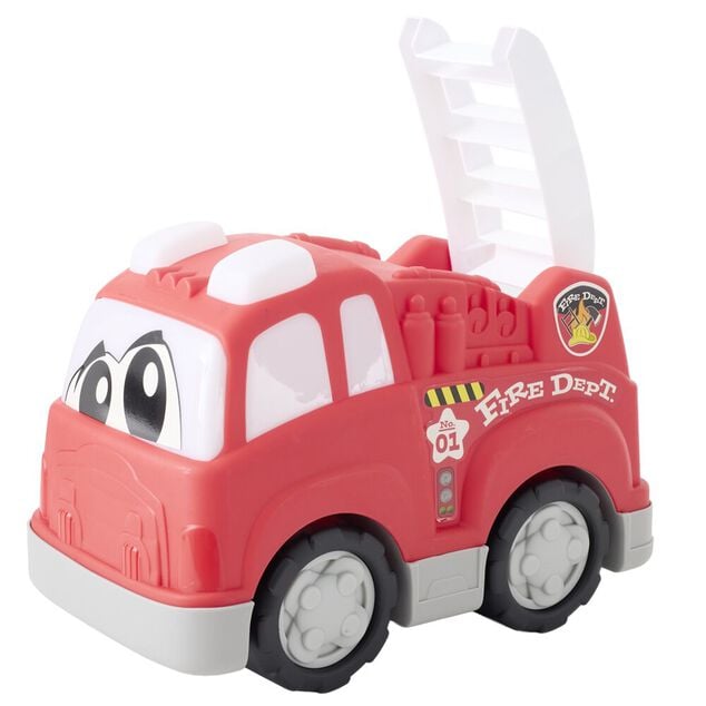 Camion de pompier mignon sonore avec &eacute;chelle plastique rouge 24,5x14xH18cm
