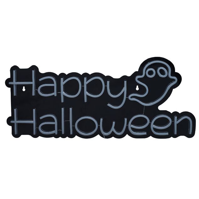 Lampe n&eacute;on Happy Halloween orange 60xH28,5cm