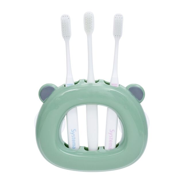 Support 3 brosses &agrave; dents enfant vert