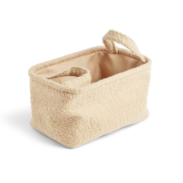 Pani&egrave;re laine boucl&eacute;e beige 28x18xH15cm