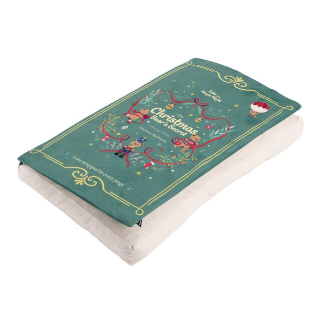 Coussin rectangulaire forme livre conte de No&euml;l L30X50XH5 cm (2 mod&egrave;les rouge ou vert)
