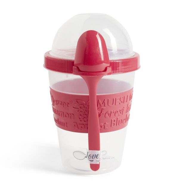 Pot &agrave; yaourt avec cuill&egrave;re lunchbox rouge ou blanc