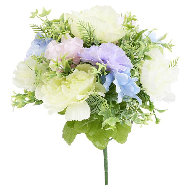 Piquet fleur artificielle pivoine et hortensia &Oslash;33xH37cm