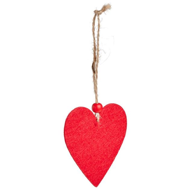 Suspension coeur/&eacute;toile/sapin bois et feutrine rouge ou blanc