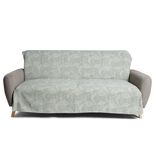 Jet&eacute; de canap&eacute; 170x250cm 100% coton motif feuille de palmier vert