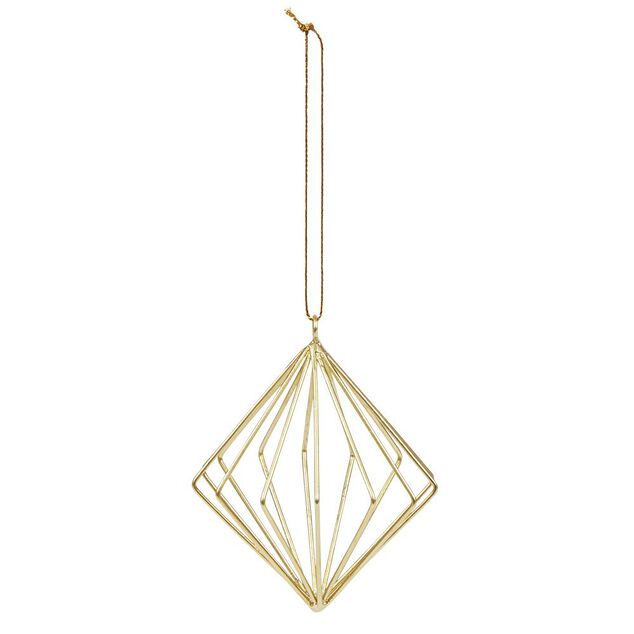 D&eacute;coration de No&euml;l diamant en m&eacute;tal dor&eacute; &agrave; suspendre