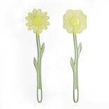 Tapette &agrave; insecte forme fleur plastique vert et jaune H47cm