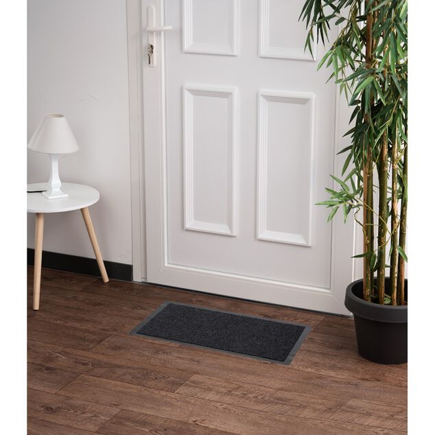 Tapis d'entr&eacute;e int&eacute;rieur anti-d&eacute;rapant gris 40x60cm