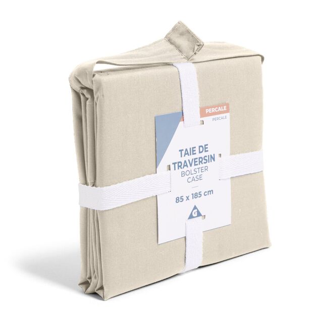 Taie de traversin 85x185cm 100% coton percale beige