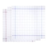 Lot de 3 torchons carr&eacute;s 70x70cm coton et lin quadrill&eacute; blanc
