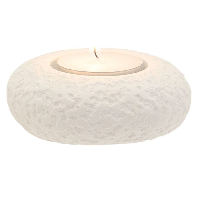 Galet rond en ciment beige avec bougie x3