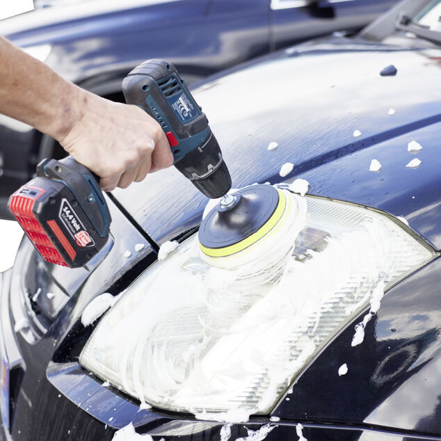 Kit &eacute;ponge et disque de polissage x5 adaptable visseuse &Oslash;12,5cm