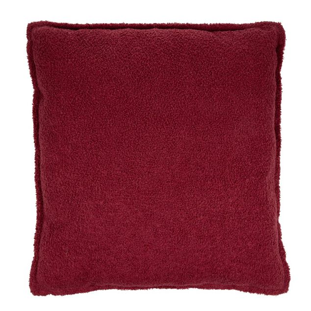Coussin carr&eacute; bouclette uni 60x60cm (2 mod&egrave;les rouge ou marron)