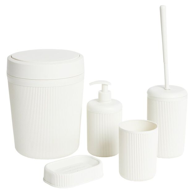 Accessoires salle de bain x5 plastique strié (2 modèles)