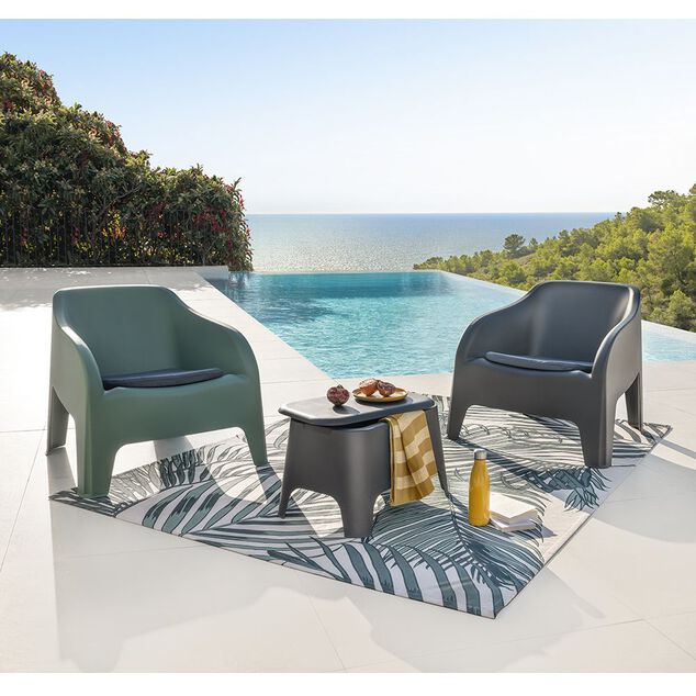 Fauteuil de jardin plastique Gary gris anthracite 80x77xH70cm