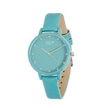Montre femme bracelet simili cadran rond bleu turquoise