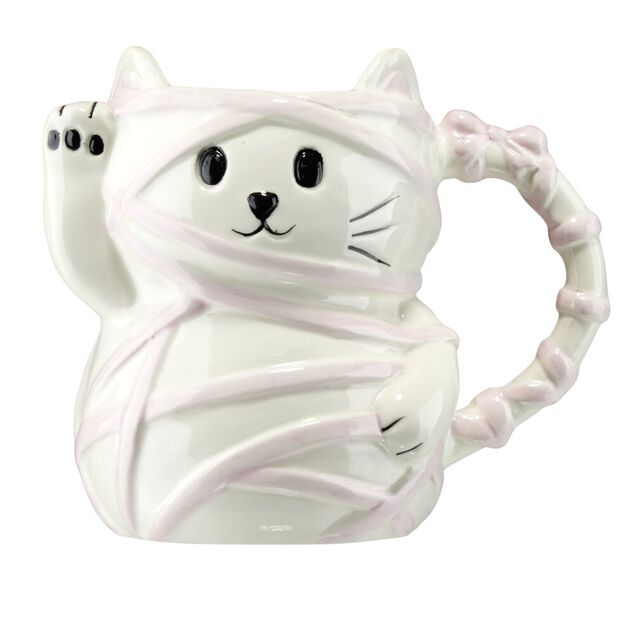Mug Halloween 50cl chat momie mignon dolomite blanc