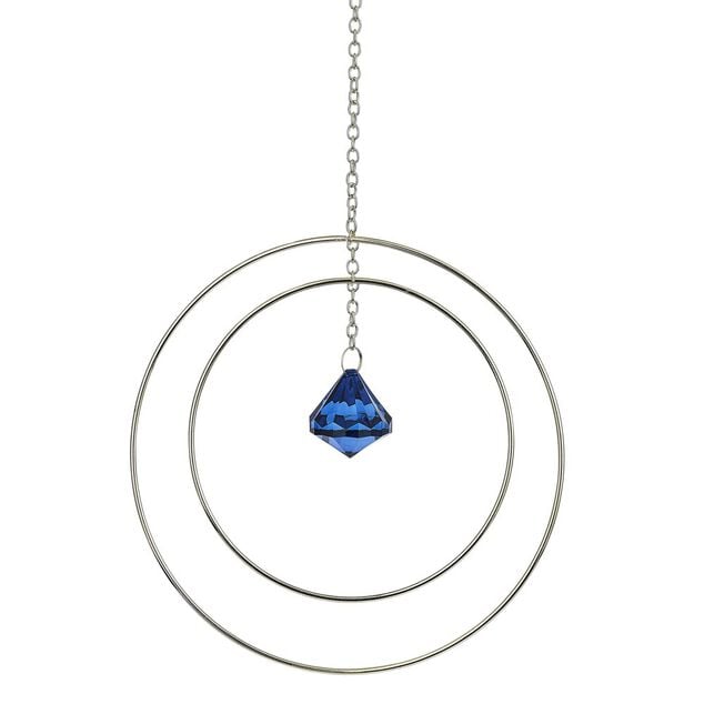Attrape soleil m&eacute;tal dor&eacute; pendentif bleu 20x3xH70cm