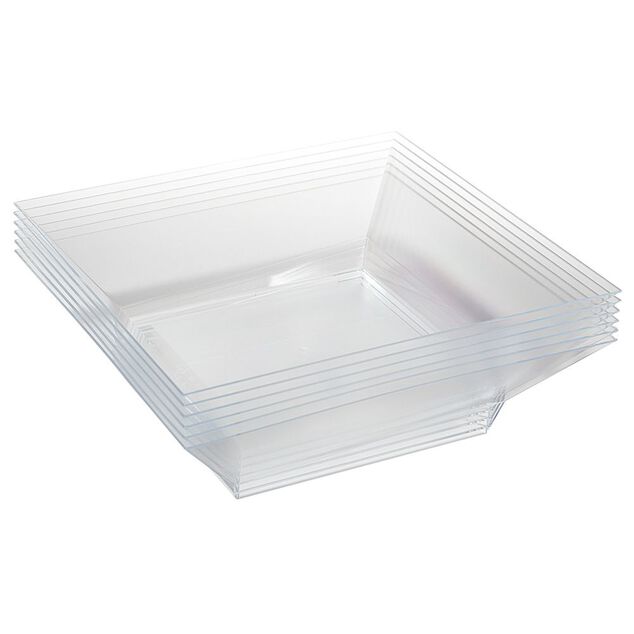 Saladier plastique carr&eacute; transparent 22x22xH6,2 cm x12