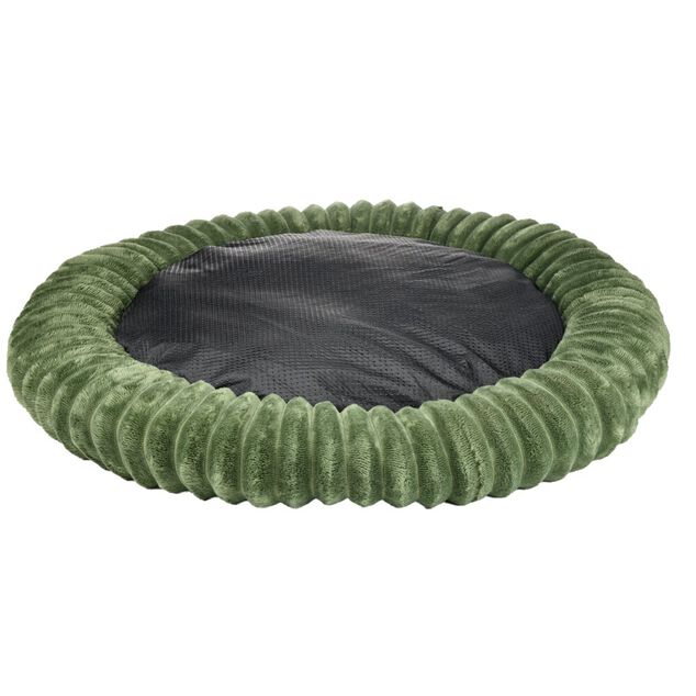 Couchage rond pour animal polyester c&ocirc;tel&eacute; &Oslash;70 cm (2 mod&egrave;les vert ou blanc)