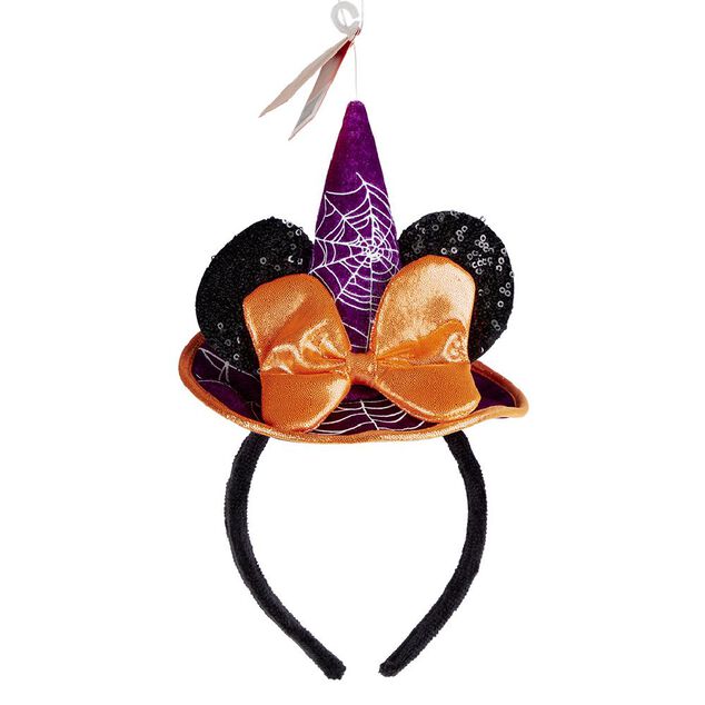 Serre-t&ecirc;te Disney Minnie avec chapeau motif toile d'araign&eacute;e orange et noir