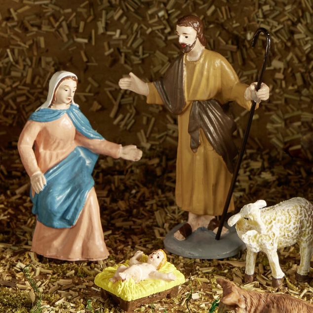 Santons figurines de crèche de Noël scène de Nativité H16cm 3 pièces