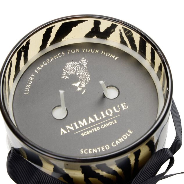 Bougie pot en verre motif pelage animal &Oslash;10xH12,5cm (2 mod&egrave;les l&eacute;opard ou tigre)