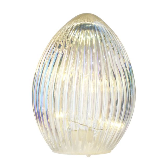 oeuf d&eacute;coratif lumineux &agrave; LED en verre &Oslash;7,5xH10cm (4 mod&egrave;les)