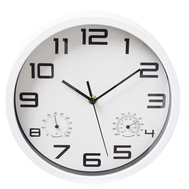 Horloge murale ronde plastique noir et blanc Ø25cm (2 modèles)