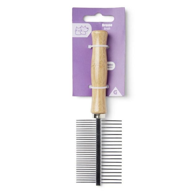 Brosse animal double peigne m&eacute;tal et bois