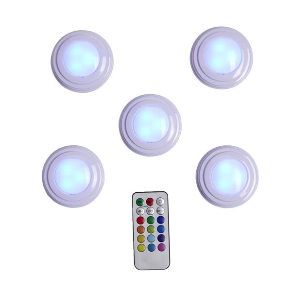 Spot LED x5 RGB avec télécommande Ø6,8cm