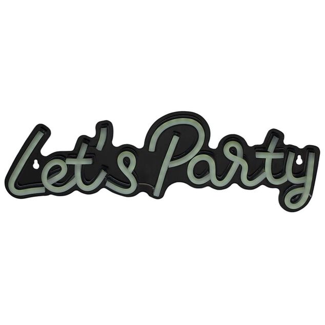 N&eacute;on LED inscription Let's Party blanc