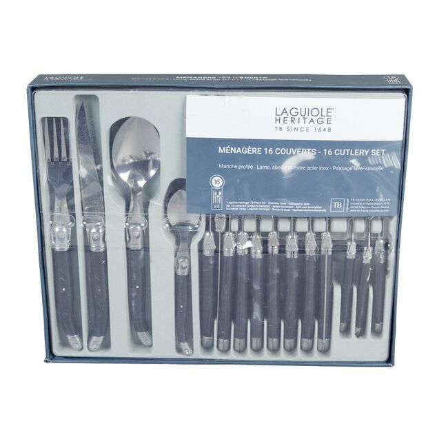 Ménagère Laguiole 16 couverts manche profilé noir