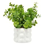 Plante artificielle verte pot c&eacute;ramique blanche &Oslash;10xH21,5cm