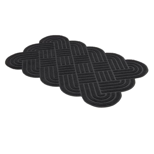 Tapis entr&eacute;e contour vague polyester L80X50 cm (2 mod&egrave;les noir ou marron)