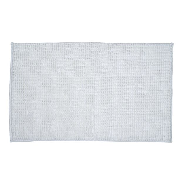 Tapis de salle de bain chenille blanc 80x50cm