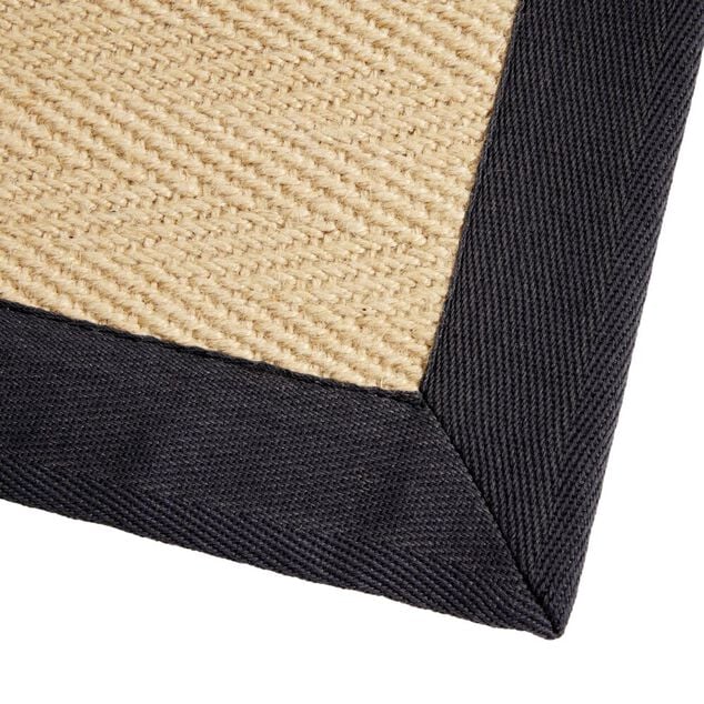 Tapis rectangulaire jute et bord uni 50x80cm (2 mod&egrave;les noir ou marron)