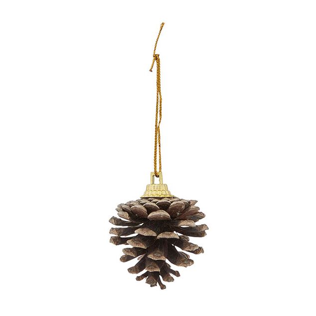 Suspension boules de No&euml;l rouges et pommes de pin