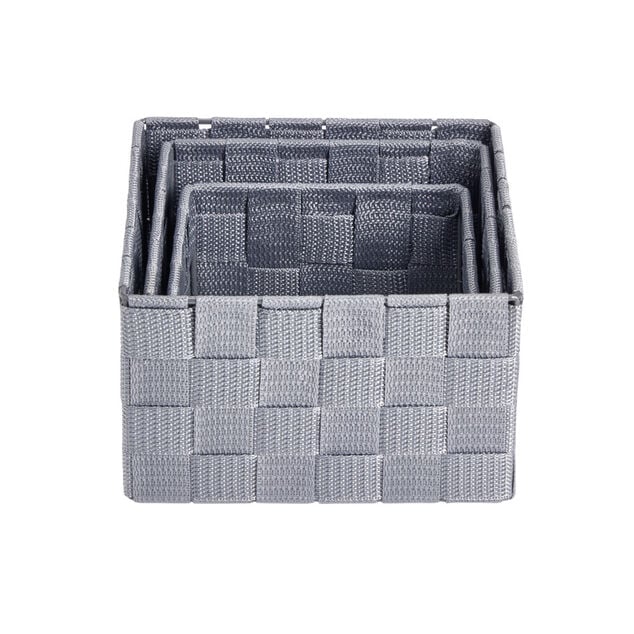 Lot de 3 pani&egrave;res tress&eacute;es 3 tailles - 2 mod&egrave;les gris clair ou fonc&eacute;