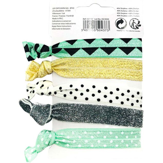 Bracelet tissu fantaisie x5