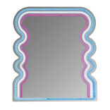 Miroir néon forme vague bleu blanc rose 35x40cm