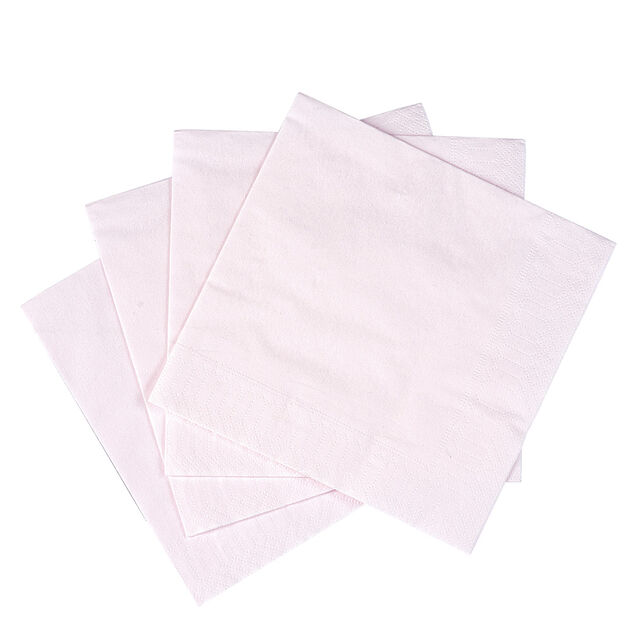 Serviette carr&eacute; unie rose p&acirc;le 2 plis en papier x50