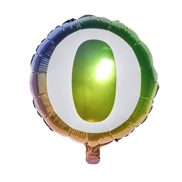 Ballon alu chiffre 0 m&eacute;tallis&eacute; multicolore &Oslash;45cm